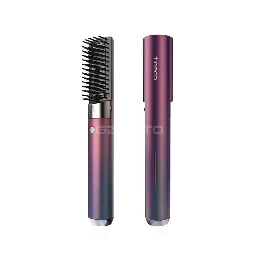 Tineco Smart Cordless Hair Styling Brush, Anti-Scald Hot Hair Straightener for Grooming and Refreshing Hair, with Travel Bag, ZIVA ONE - Purple