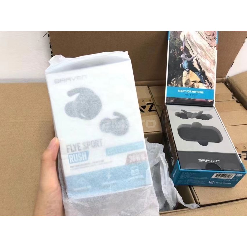 Braven Flye Sport Rush Bluetooth Earphones IPX5 Waterproof with Burst Charge and Charging Case for up to 36-Hour Playtime - Black