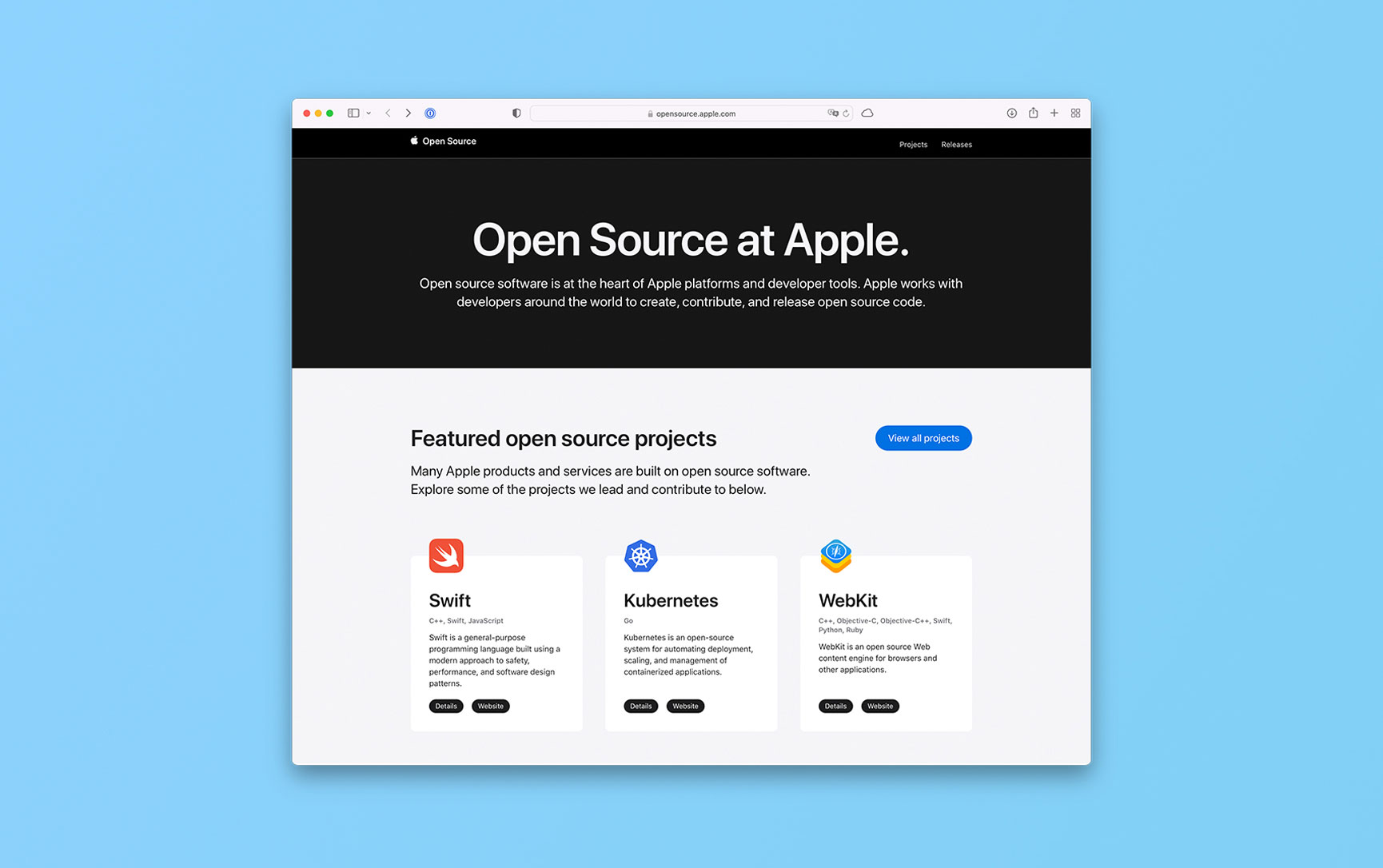 Apple launches redesigned website with its open source projects and others from the community