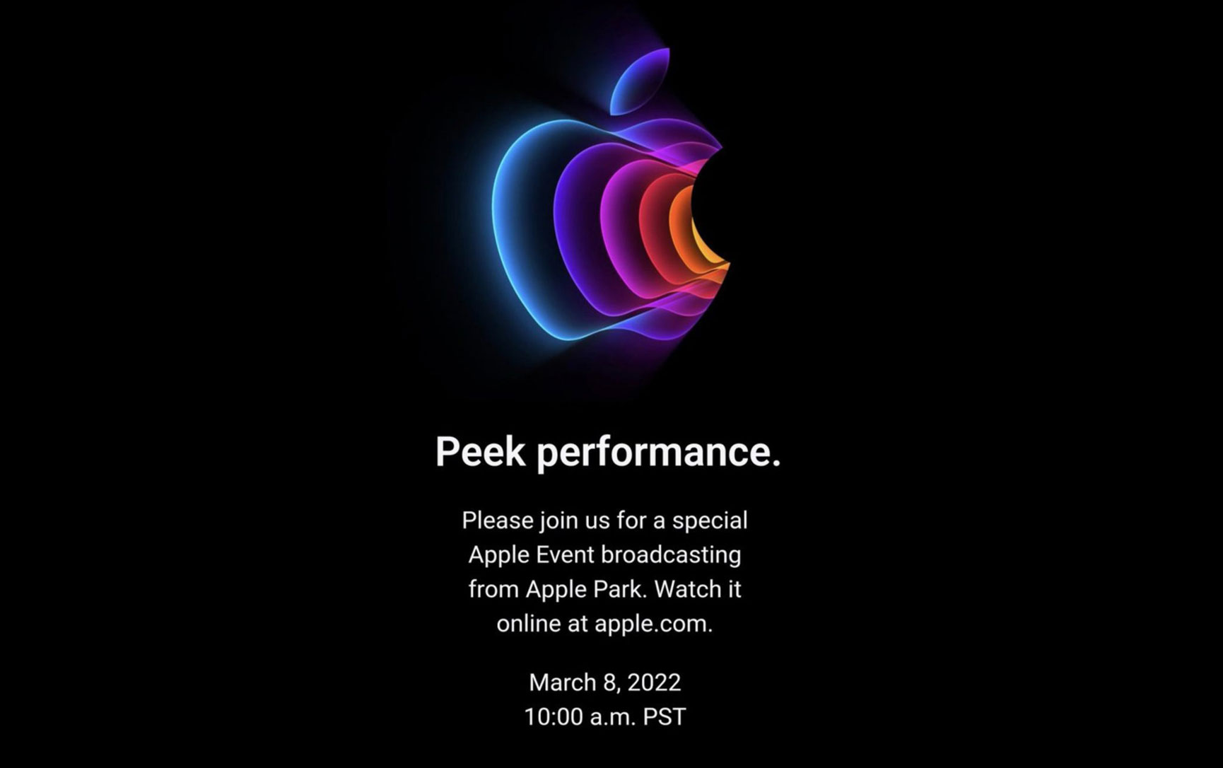 Apple officially announces March 8 event: ‘Peek performance’