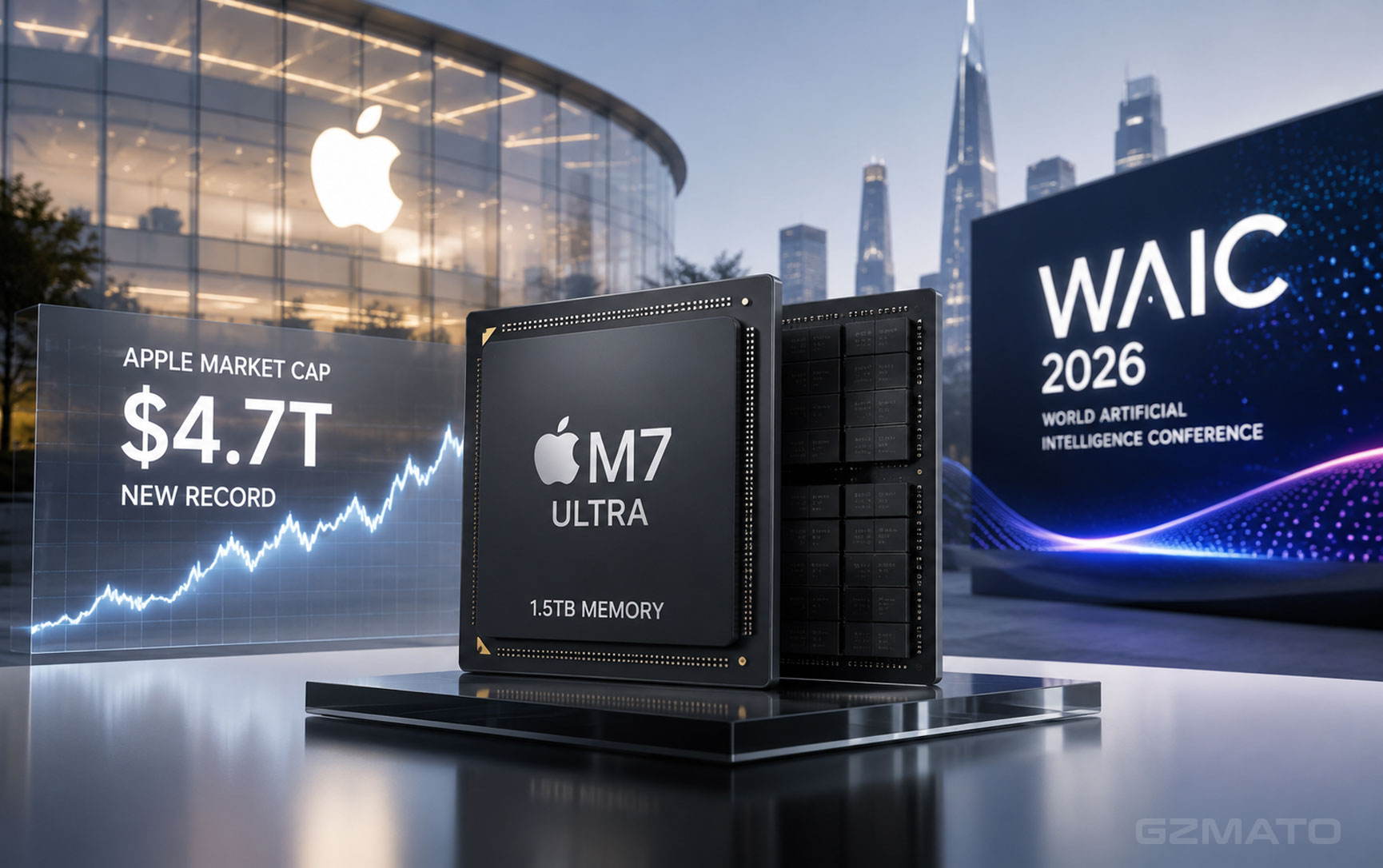 Apple AI Chip Pivot: M7 Ultra 1.5TB Memory, Record $4.7T Market Cap, WAIC 2026