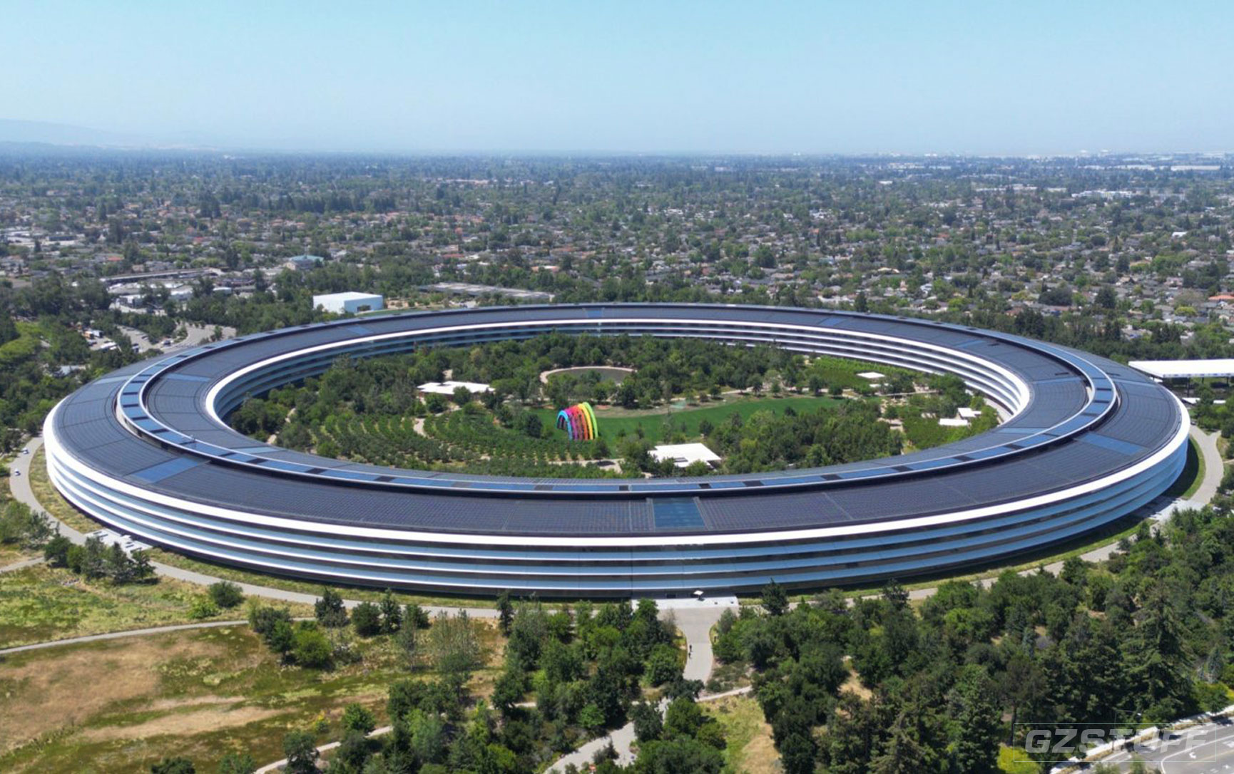 Pre-WWDC Apple Park drone images show headset demo area, new shaded viewing for keynote