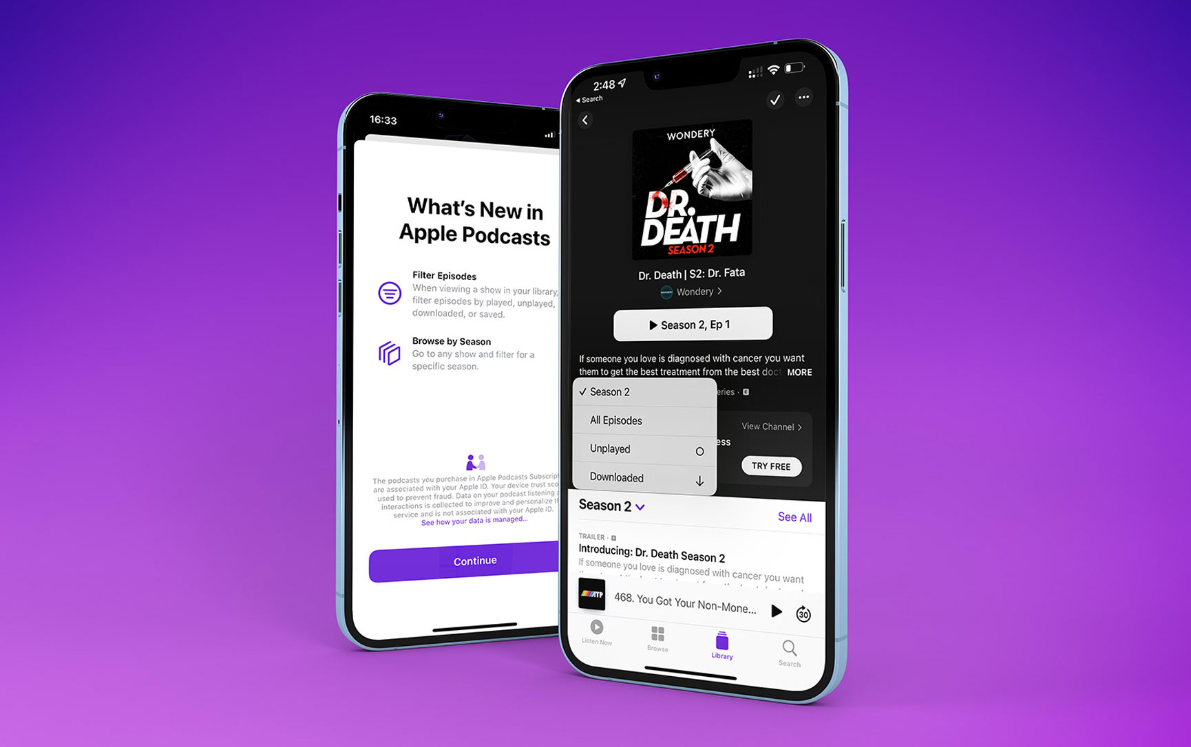 Apple Podcasts in iOS 15.4 gains new features including season episode filters