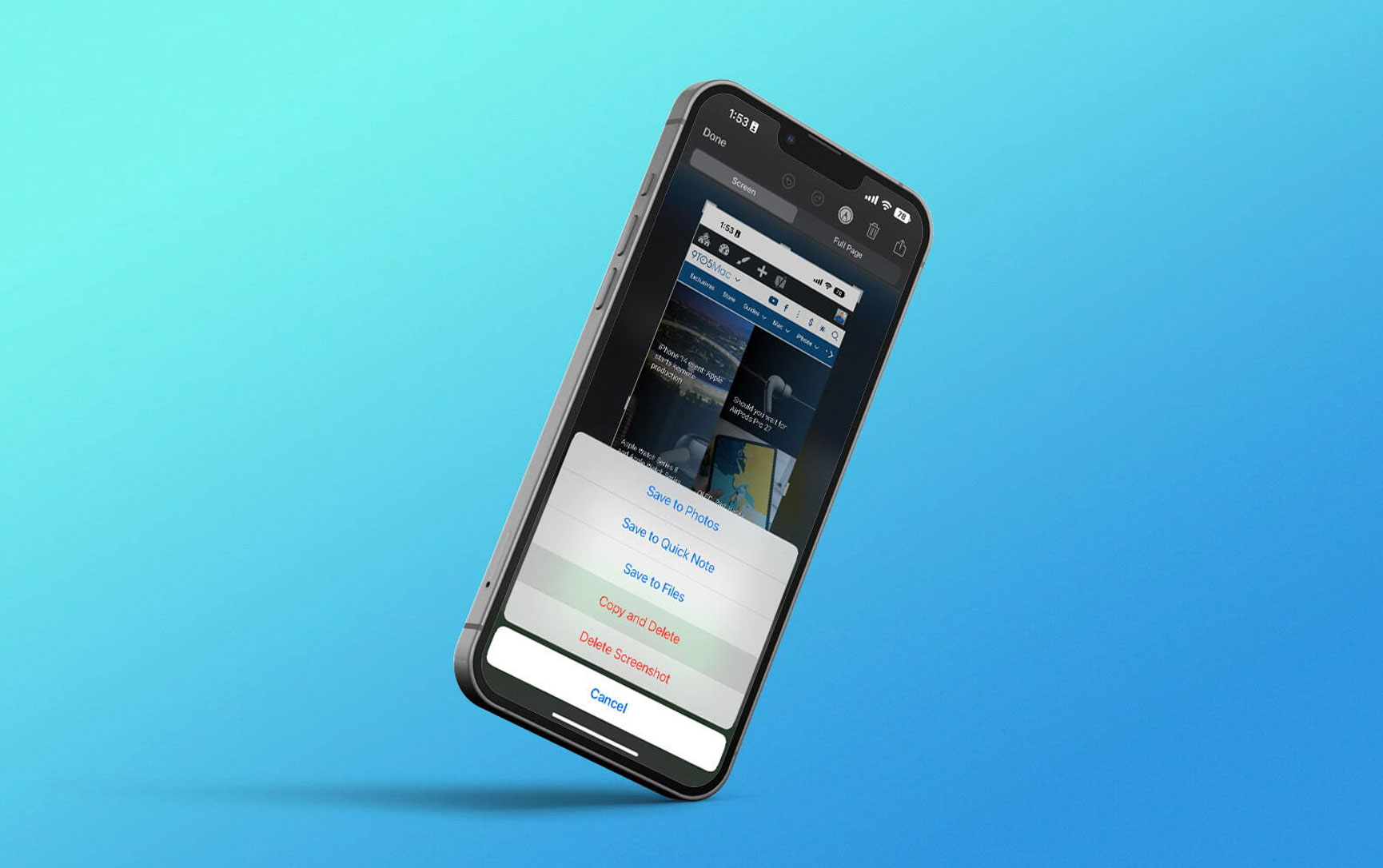 iOS 16 beta 5 adds ‘Copy and Delete’ option for sharing screenshots without clutter