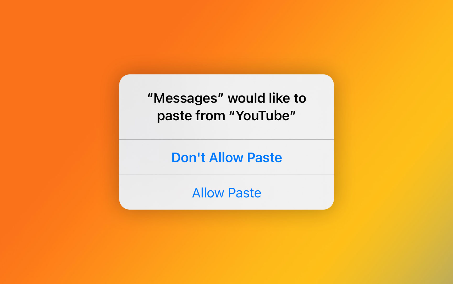 iOS 16 asks user permission to copy and paste between apps