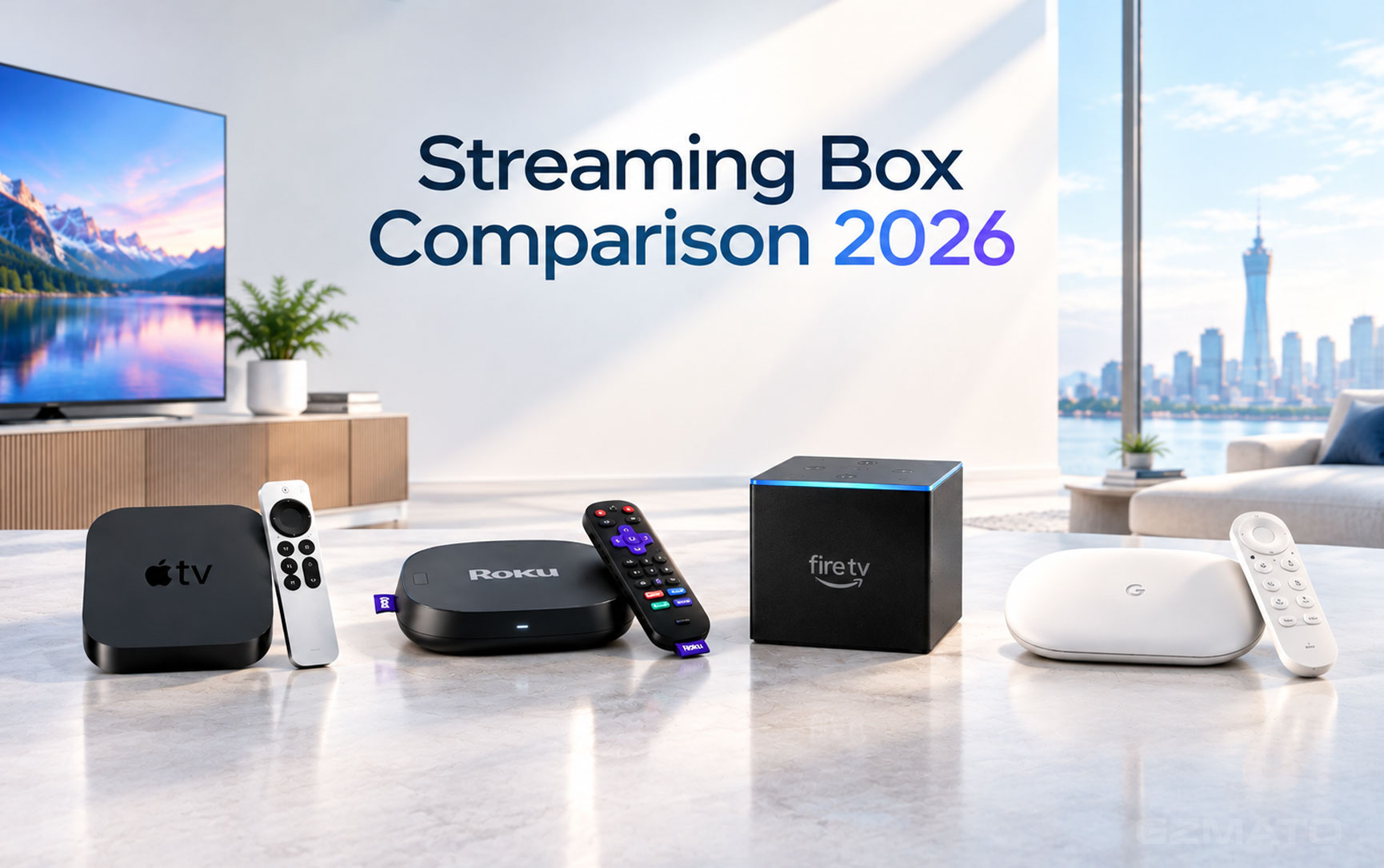 Streaming Box Comparison 2026: Apple TV 4K vs. Roku Ultra vs. Fire TV Cube vs. Google TV Streamer
